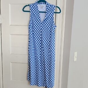 Tommy Bahama Blue and White Checkered Midi Dress